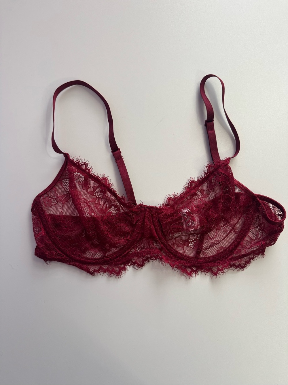 SHEIN Burgundy Lace Underwire Bralette